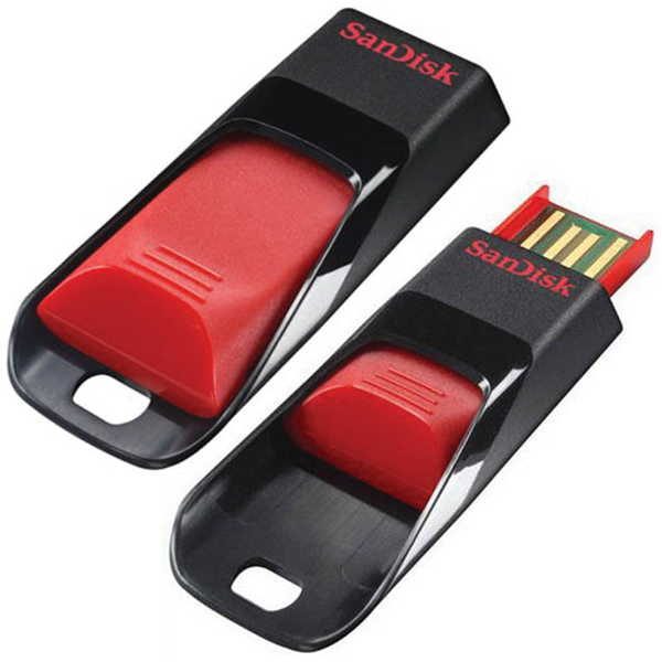 Память SanDisk Cruzer Edge  16GB, USB 2.0 Flash Drive, красный, черный - фото