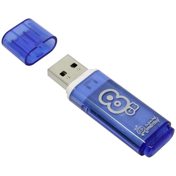 Память Smart Buy Glossy   8GB, USB 2.0 Flash Drive, голубой - фото