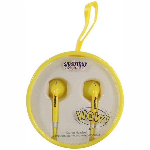 Наушники-вкладыши с микрофоном SmartBuy WOW, 1,2м, желтый - фото