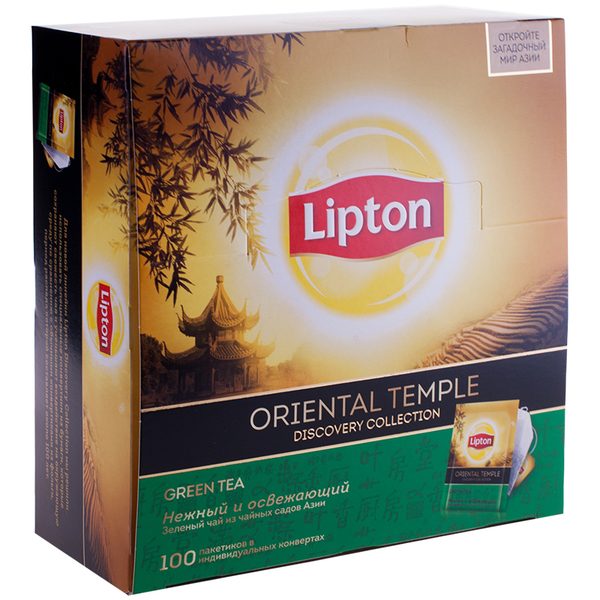 Чай Lipton Discovery. Green Oriental Temple, зеленый, 100 пакетиков по 1,8г - фото