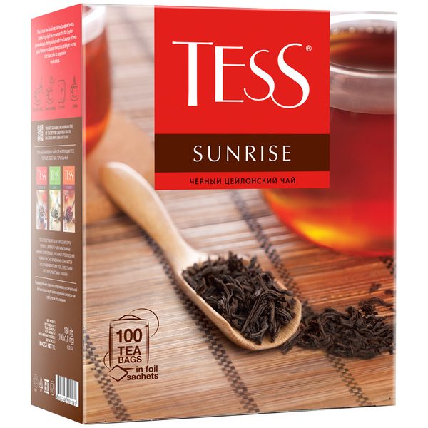 Чай Tess Sunrise, черный, 100 фольг. пакетиков по 1,8г - фото