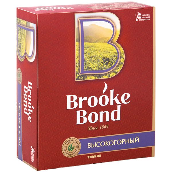 Чай Brooke Bond Высокогорный, черный, 100 пакетиков по 1,8г - фото