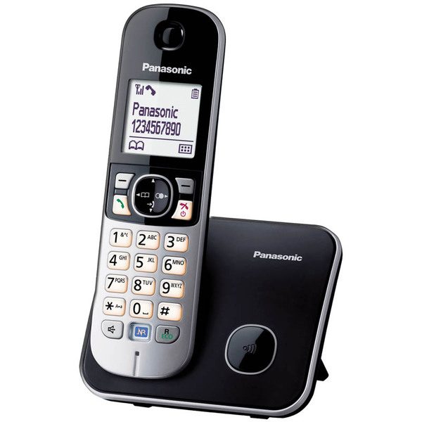 Телефон беспроводной Panasonic KX-TG6811RUB, монохром. дисплей, АОН, 120 номеров, черный - фото