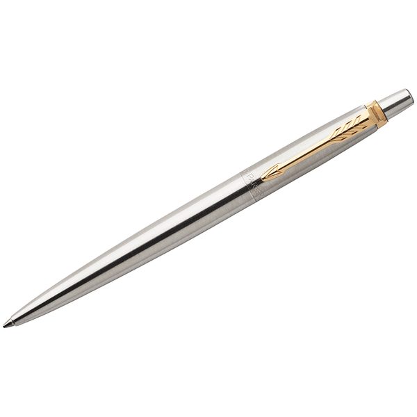 Ручка гелевая Parker Jotter Stainless Steel GT черная, 0,7мм, кнопочный механизм, подар.уп. - фото
