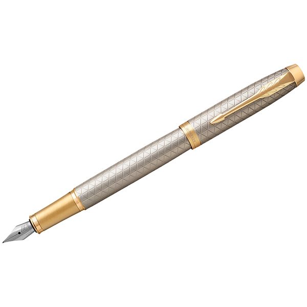 Ручка перьевая Parker IM Premium Warm Silver GT синяя, 0,8мм, подар. уп. - фото