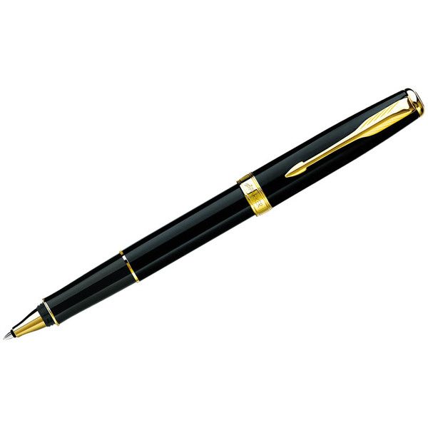 Ручка-роллер Parker Sonnet Matte Black GT черная, 0,8мм, подар. уп. - фото