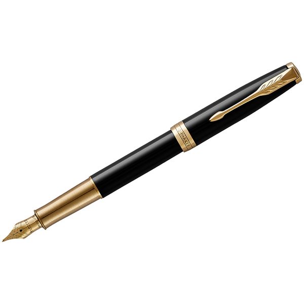Ручка перьевая Parker Sonnet Black Lacquer GT 0,8мм, подар. уп. - фото