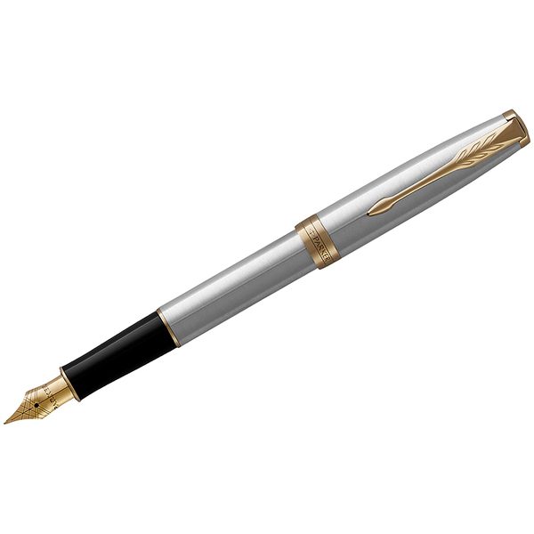 Ручка перьевая Parker Sonnet Stainless Steel GT 0,8мм, подар. уп. - фото