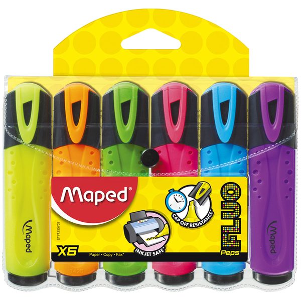 Набор текстовыделителей Maped Fluo Pep\s Classic 6цв., 1-5мм, чехол с европодвесом - фото