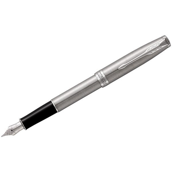 Ручка перьевая Parker Sonnet Stainless Steel CT 0,8мм, подар. уп. - фото