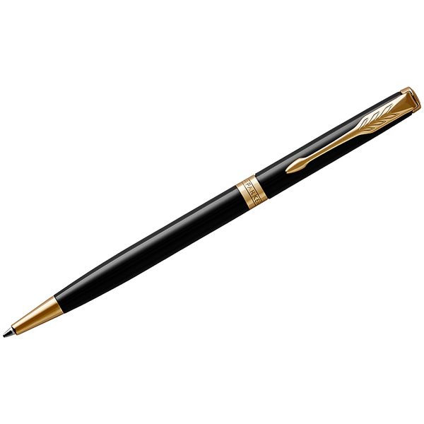 Ручка шариковая Parker Sonnet Black Lacquer GT Slim черная, 1,0мм, поворот., подар. уп. - фото