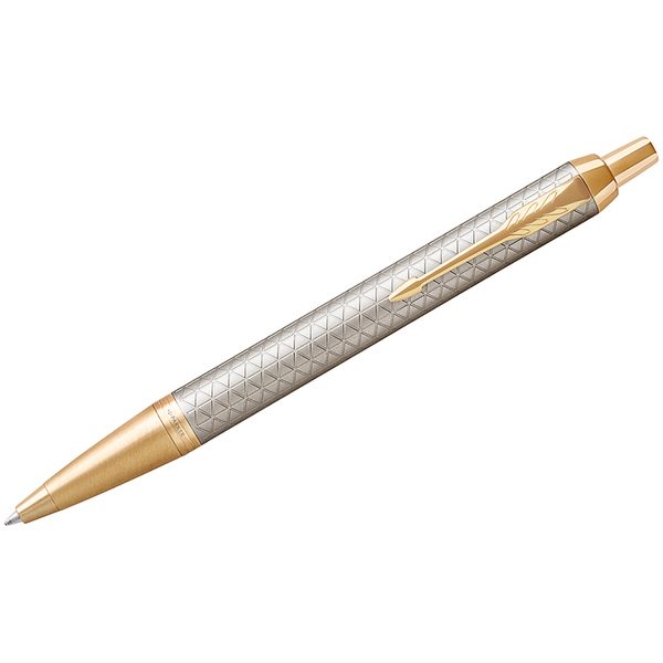Ручка шариковая Parker IM Premium Warm Silver GT синяя, 1,0мм, кнопочн., подар. уп. - фото