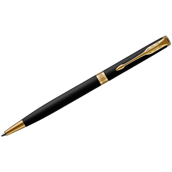 Ручка шариковая Parker Sonnet Matte Black GT Slim черная, 1,0мм, поворот., подар. уп. - фото