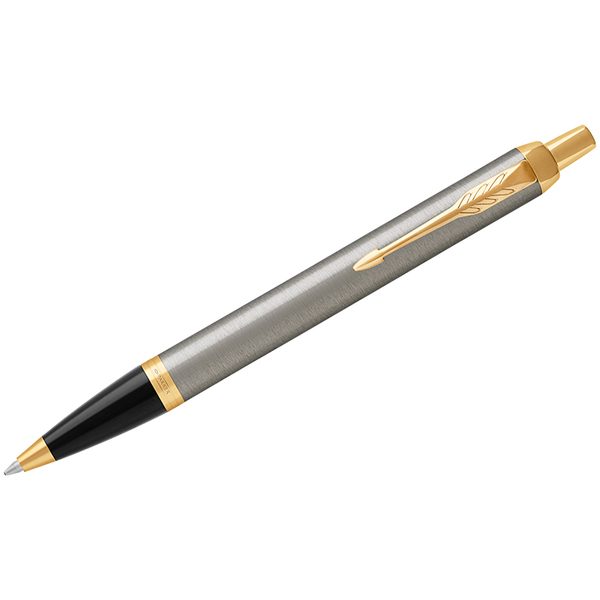 Ручка шариковая Parker IM Brushed Metal GT синяя, 1,0мм, кнопочн., подар. уп. - фото