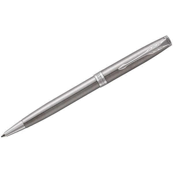 Ручка шариковая Parker Sonnet Stainless Steel CT черная, 1,0мм, поворот., подар. уп. - фото