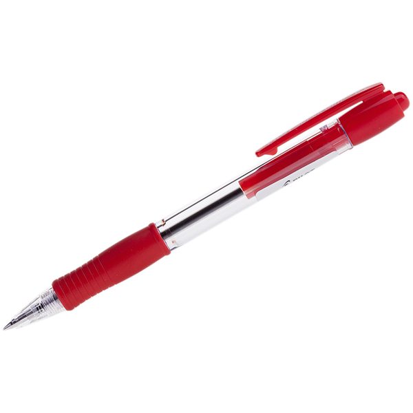 Ручка шариковая автоматическая Pilot Super Grip красная, 0,7мм, красный грип - фото