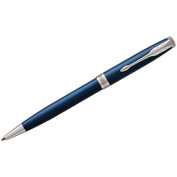 Ручка шариковая Parker Sonnet Subtle Blue CT черная, 1,0мм, поворот., подар. уп. - фото