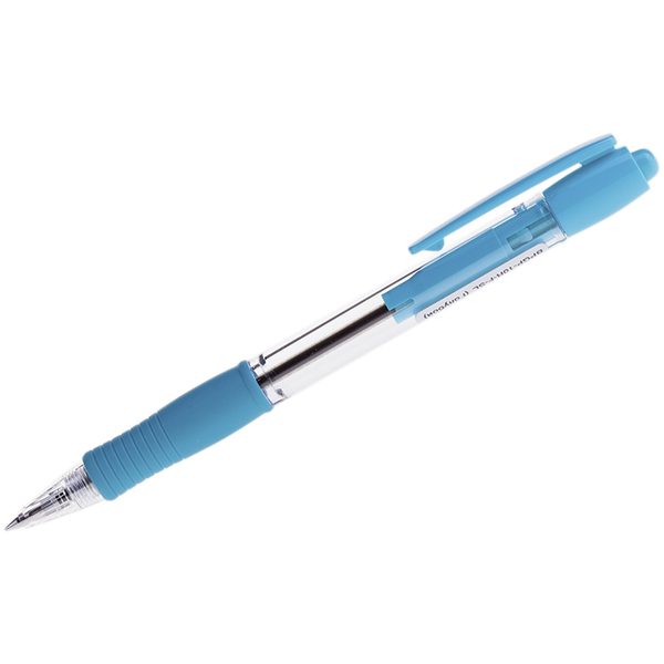 Ручка шариковая автоматическая Pilot Super Grip синяя, 0,7мм, голубой грип - фото