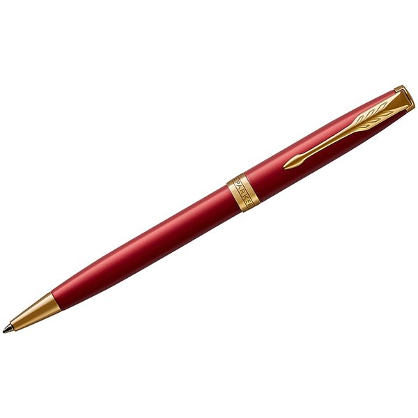 Ручка шариковая Parker Sonnet Intense Red GT черная, 1,0мм, поворот., подар. уп. - фото