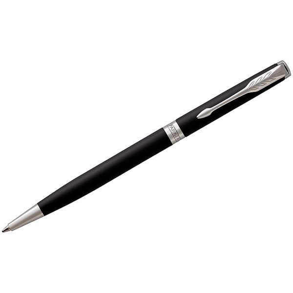 Ручка шариковая Parker Sonnet Matte Black СT Slim черная, 1,0мм, поворот., подар. уп. - фото