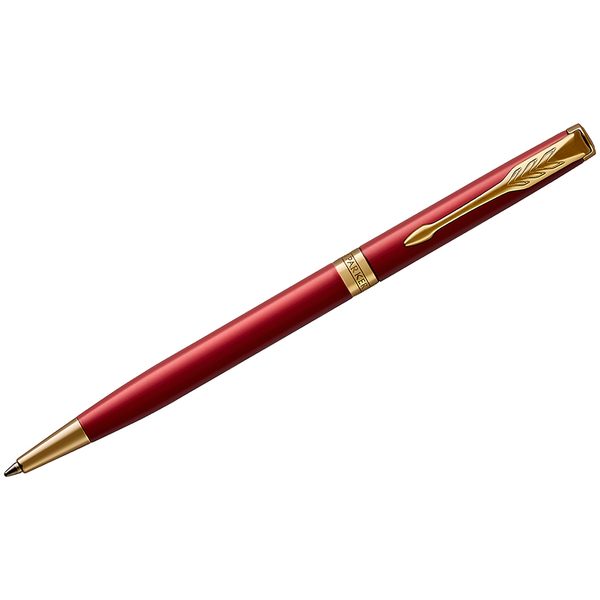 Ручка шариковая Parker Sonnet Intense Red GT Slim черная, 1,0мм, поворот., подар. уп. - фото