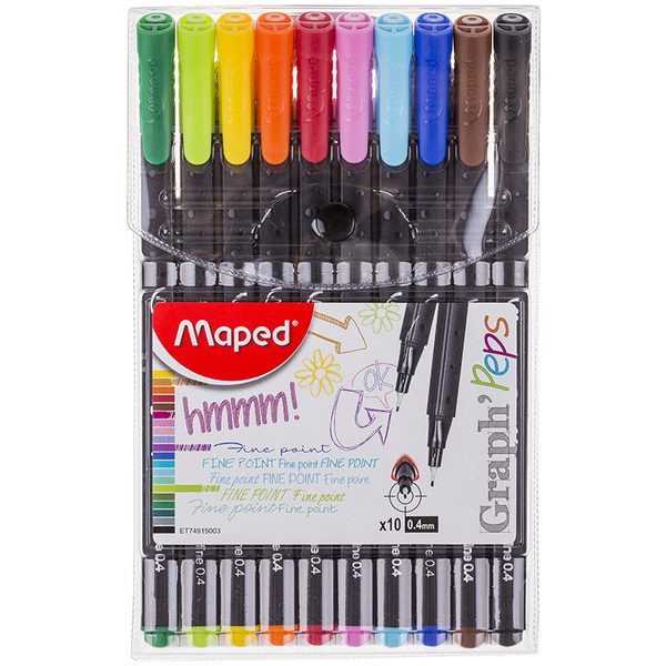 Набор капиллярных ручек Maped Graph Pep\s 10цв., 0,4мм, европодвес - фото