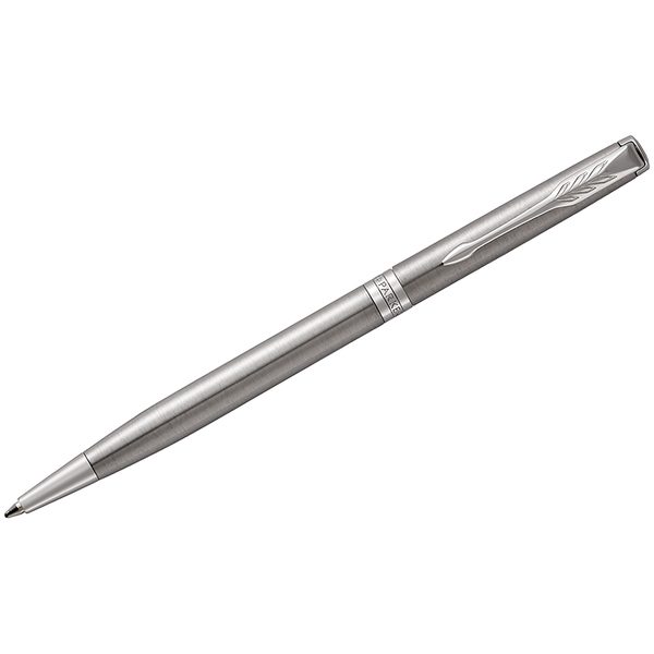 Ручка шариковая Parker Sonnet Stainless Steel CT Slim черная, 1,0мм, поворот., подар. уп. - фото