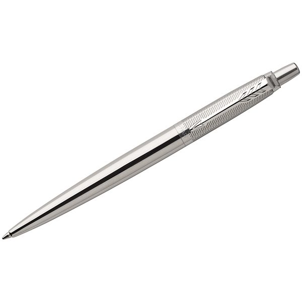 Ручка шариковая Parker Jotter Premium Stainless Steel Diagonal CT синяя, 1,0мм, кнопоч., подар.уп. - фото