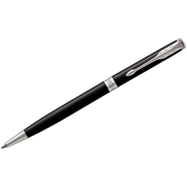 Ручка шариковая Parker Sonnet Black Lacquer CT Slim черная, 1,0мм, поворот., подар. уп. - фото
