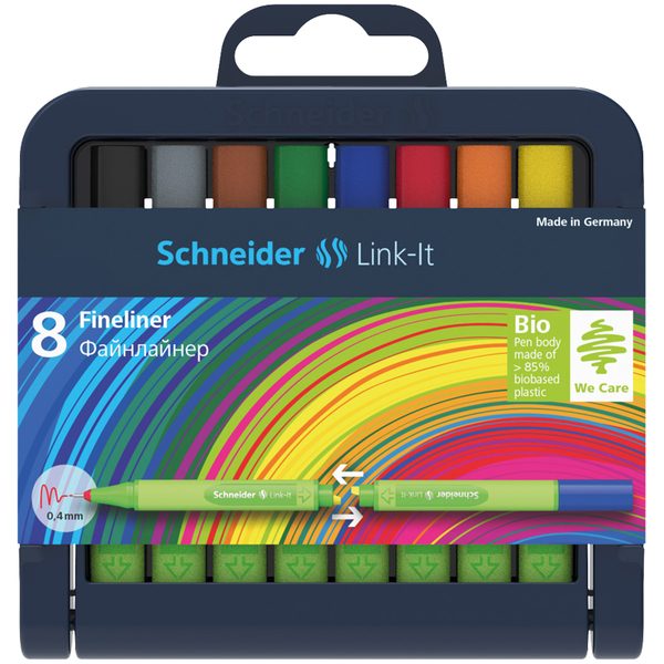 Набор капиллярных ручек Schneider Link-It 08цв., 0,4мм, европодвес - фото