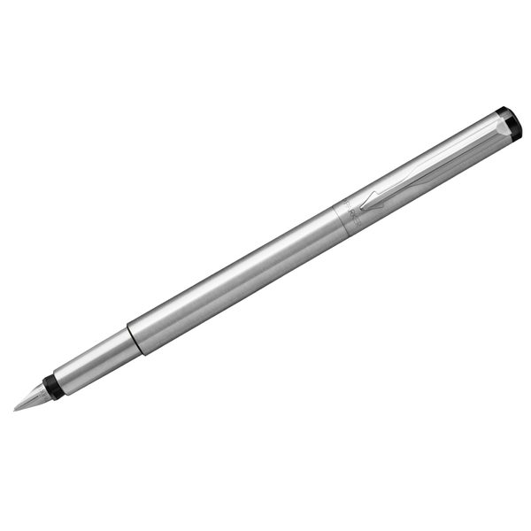 Ручка перьевая Parker Vector Limited Edition Stainless Steel CT синяя, 0,8мм, кнопочн., подар. уп. - фото