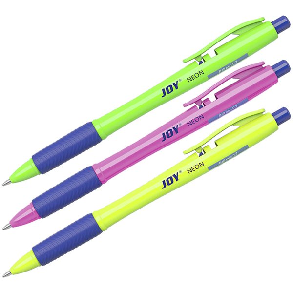 Ручка шариковая автоматическая Erich Krause Ultra Glide Technology Joy Neon синяя, 0,7мм, грип - фото