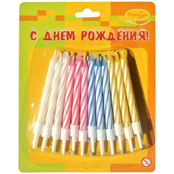 Свечи для торта с держателями ПатиБум, Мини, 2-х цветные, 6см, 24шт. - фото