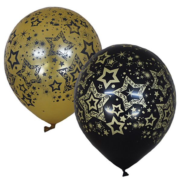 Воздушные шары,  25шт, М12/30см, Поиск Голливуд Black&Gold - фото