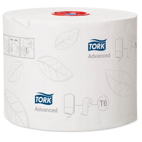 Бумага туалетная Tork Advanced(Т6) 2-х слойн., Mid-size рулон, 100м/рул, мягкая, тиснение, белая - фото
