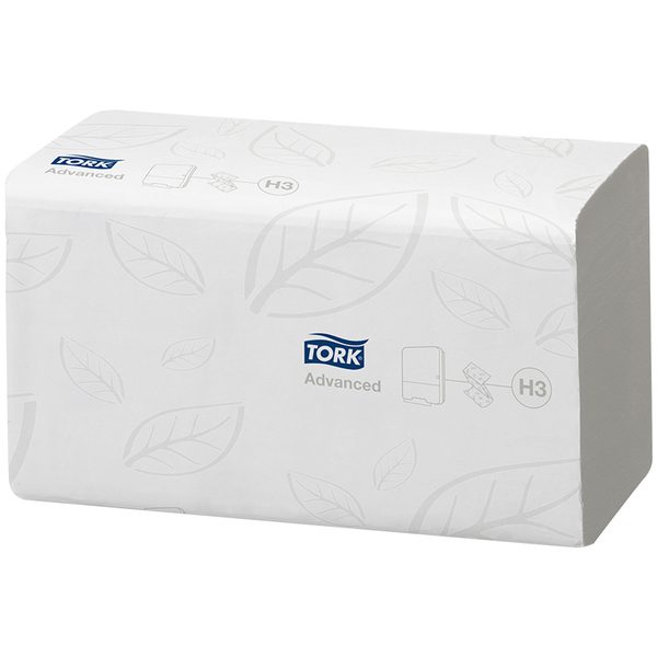 Полотенца бумажные лист. Tork Advanced(ZZ-сл)(Н3), 2-х слойн., 250л/пач, 23*25см, тисн., белые - фото