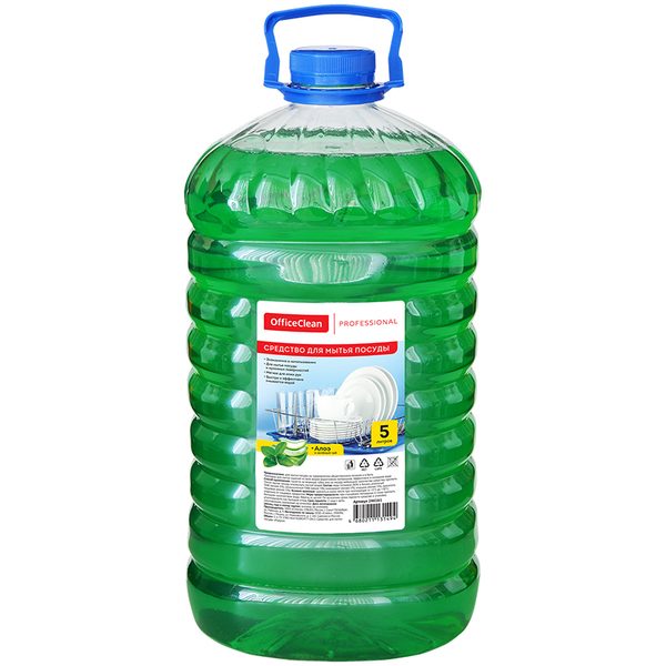 Средство для мытья посуды OfficeClean Professional. Алоэ и зеленый чай, ПЭТ, 5л - фото