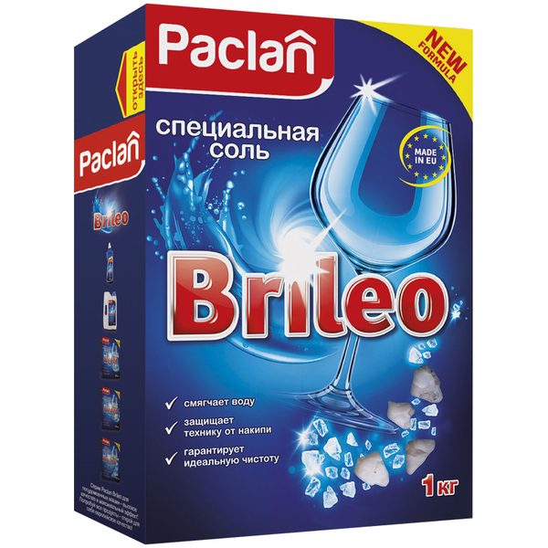 Средство для мытья посуды в посудомоечной машине Paclan Brileo, специальная соль, 1кг - фото