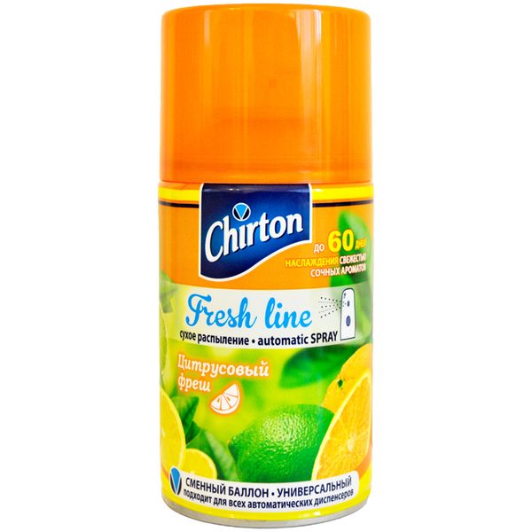 Сменный баллон для освежителя воздуха Chirton Fresh Line. Цитрусовый фреш, сухое распыл., 250мл - фото
