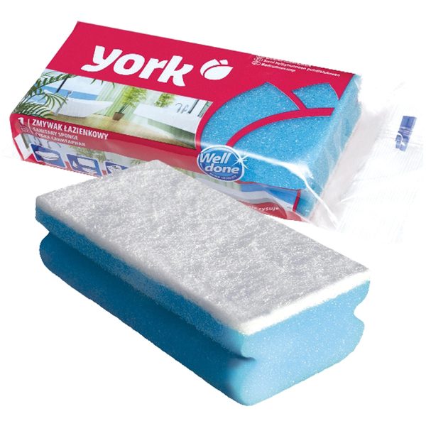 Губка для посуды York, санитарная, поролон с абразивным слоем, 13,5*7*4,3см, 1шт. - фото