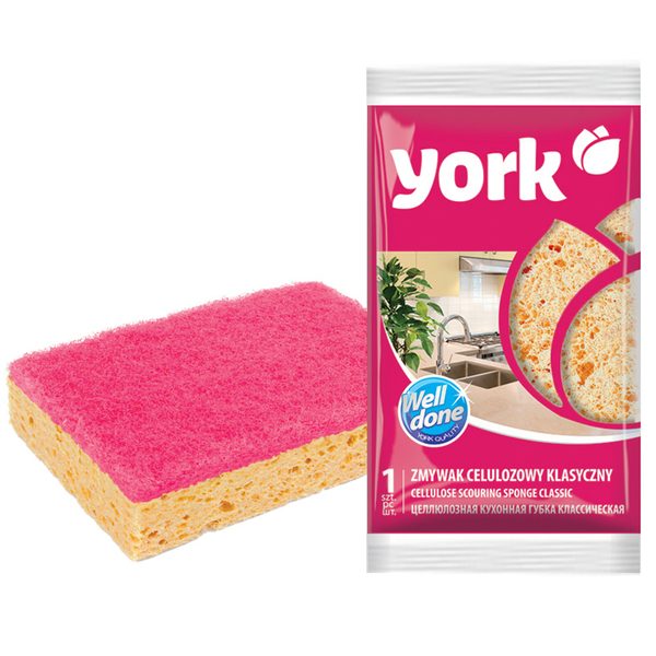 Губка для посуды York, целлюлозная, 11*7*2,5см, 1шт. - фото