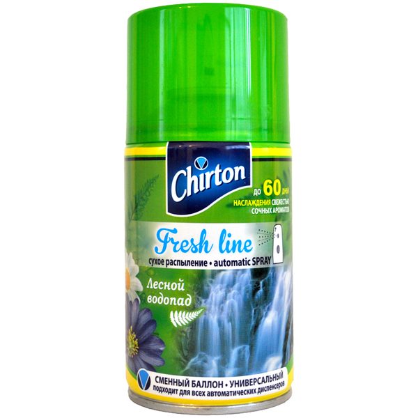 Сменный баллон для освежителя воздуха Chirton Fresh Line. Лесной водопад, сухое распыление, 250мл - фото