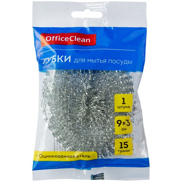 Губка для посуды OfficeClean, металлическая, 9*3см, 1шт. - фото
