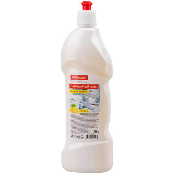 Чистящее средство OfficeClean Professional. Санитарный гель. Лимон, кислота, пуш-пул, 750мл - фото