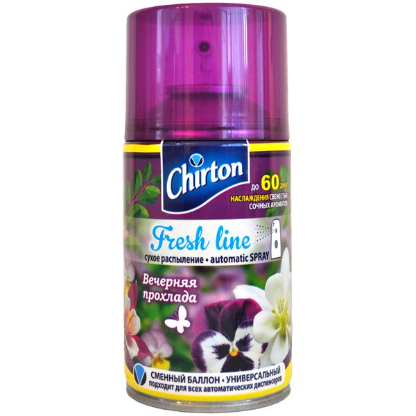 Сменный баллон для освежителя воздуха Chirton Fresh Line. Вечерняя прохлада, сухое распыл., 250мл - фото