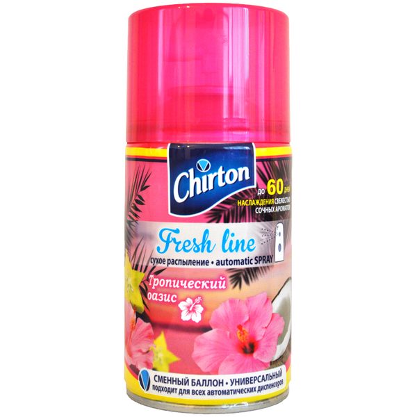 Сменный баллон для освежителя воздуха Chirton Fresh Line. Тропический оазис, сухое распыл., 250мл - фото