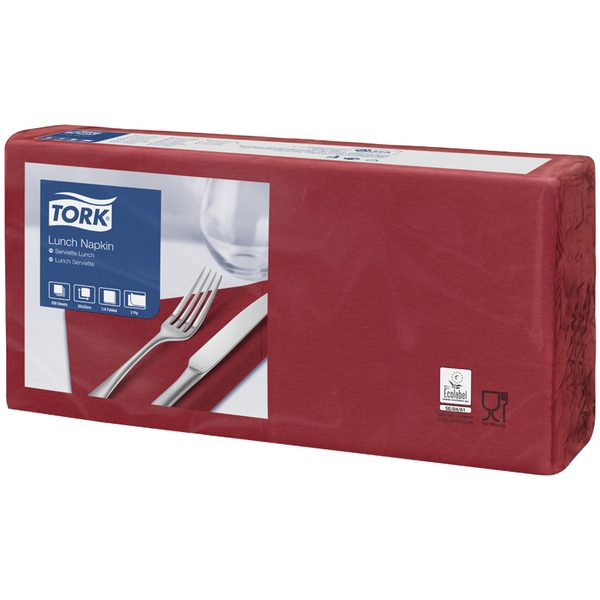 Салфетки бумажные Tork Advanced, 2-х слойн., 33*32,6см, бордо, 200шт. - фото