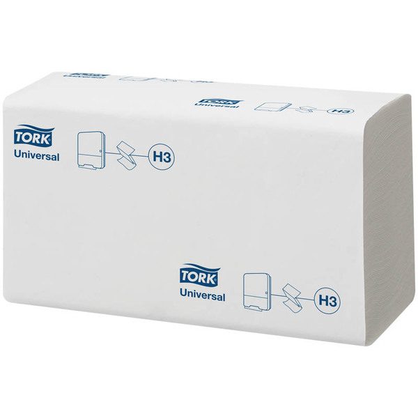Полотенца бумажные лист. Tork Universal(ZZ-сл)(H3) 1 слойн., 250л/пач, 23*23см, белые - фото
