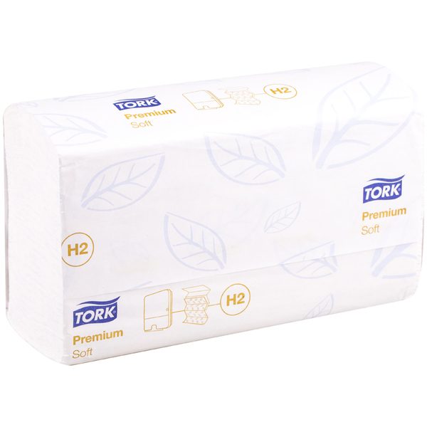 Полотенца бумажные лист. Tork XpressMultifold Premium(M-сл)(Н2), 2-х слойн., 110л/пач, 21*34,белые - фото