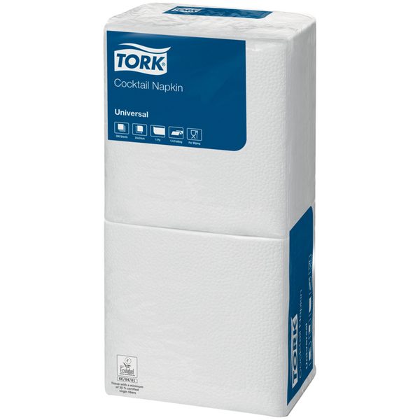 Салфетки бумажные Tork Universal, 1 слойн., 24*24см, белые, 200шт. - фото